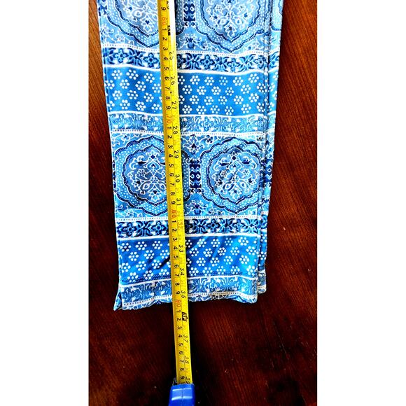J McLaughlin Blue White Print Pull on Pants/Leggings Casual Workout Wear Sz XS - Picture 6 of 9
